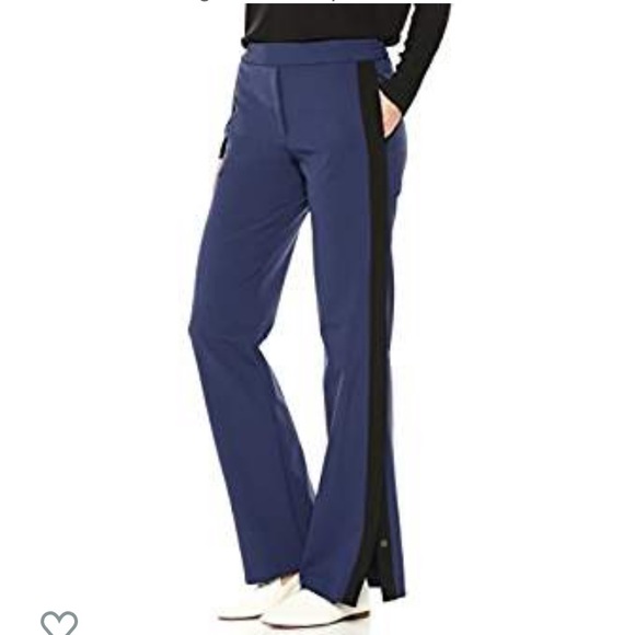 THEORY • blue and black stripe snap dress pull on pant nwt - Picture 5 of 16